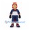Horse Mascot Costume with Red Mane and Navy White Sports Uniform