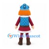 Knight Mascot Costume with Blue Helmet and Scale Pattern Tunic