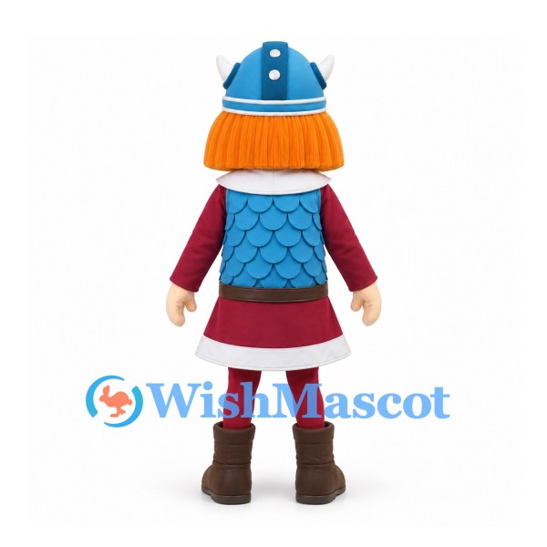 Knight Mascot Costume with Blue Helmet and Scale Pattern Tunic