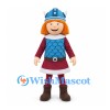 Knight Mascot Costume with Blue Helmet and Scale Pattern Tunic