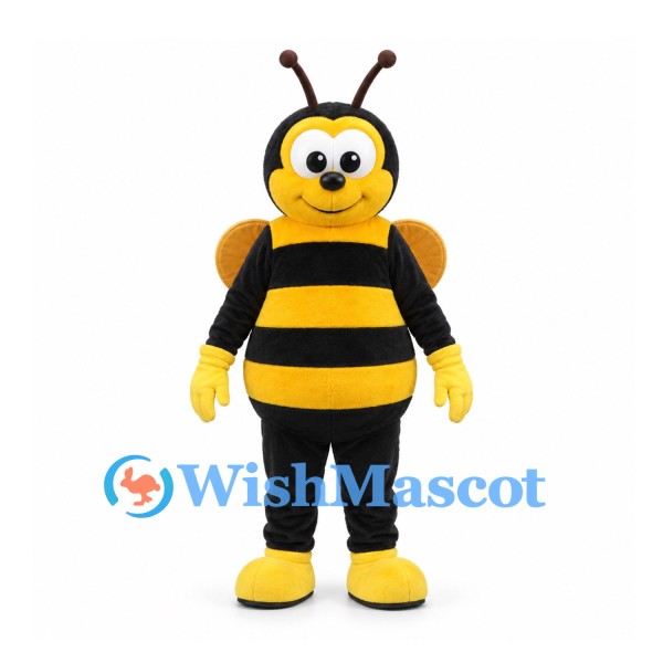 Bee Mascot Costume with Black Yellow Stripes and Orange Wings