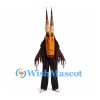 Monster Mascot Costume with Long Horns and Shaggy Black Robe