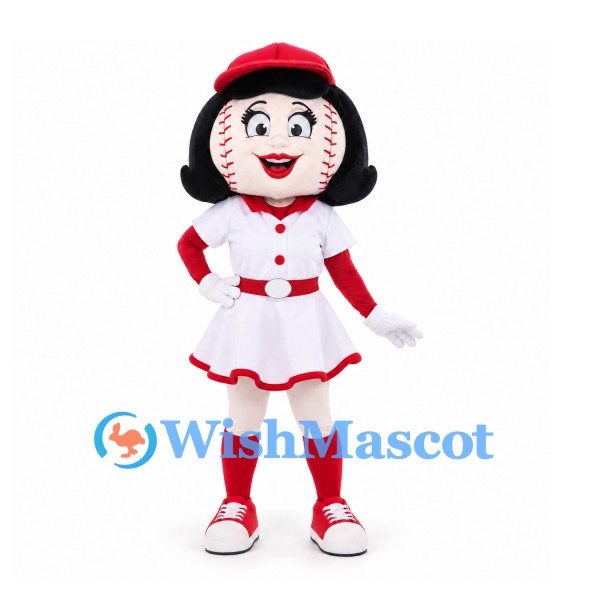 Girl Mascot Costume in Red and White Baseball Dress