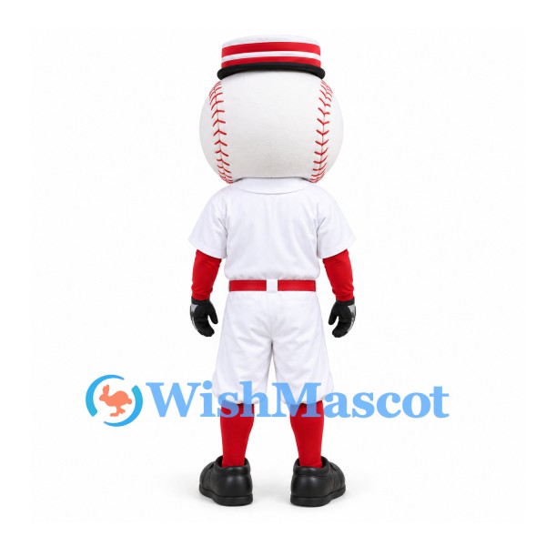 Baseball Character Mascot Costume with Mustache and White Uniform
