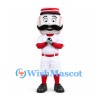 Baseball Character Mascot Costume with Mustache and White Uniform