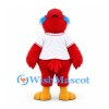 Bird Mascot Costume in Red with White Baseball Jersey