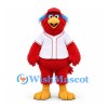 Bird Mascot Costume in Red with White Baseball Jersey
