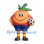 Orange Mascot Costume in Blue Shorts with Soccer Ball