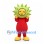 Sun Mascot Costume with Green Spiked Head and Red Body
