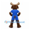 Moose Mascot Costume in Blue Sports Uniform