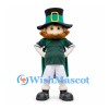 Leprechaun Mascot Costume in Green Cape and Black Top Hat