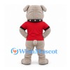 Bulldog Mascot Costume in Gray with Red Shirt