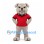 Bulldog Mascot Costume in Gray with Red Shirt