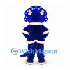 Triceratops Mascot Costume in Blue and Yellow with White Trim Winter Outfit
