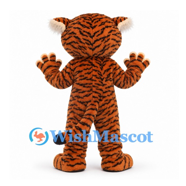 Tiger Mascot Costume in Orange and Black with Round Paws