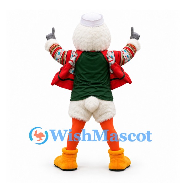 Duck Mascot Costume in Plaid Jacket and Dark Green Shirt
