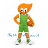 Cat Mascot Costume in Orange with Green Basketball Uniform
