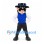 Cowboy Mascot Costume with Mustache Blue Vest and Black Hat