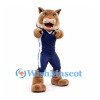 Cougar Mascot Costume in Navy Sports Uniform