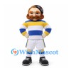 Man Mascot Costume in Yellow and Blue Striped Sports Shirt