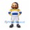 Man Mascot Costume in Yellow and Blue Striped Sports Shirt