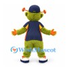 Monster Mascot Costume in Green with Navy Cap and Shirt