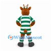 Deer Mascot Costume in Green and White Striped Sports Uniform
