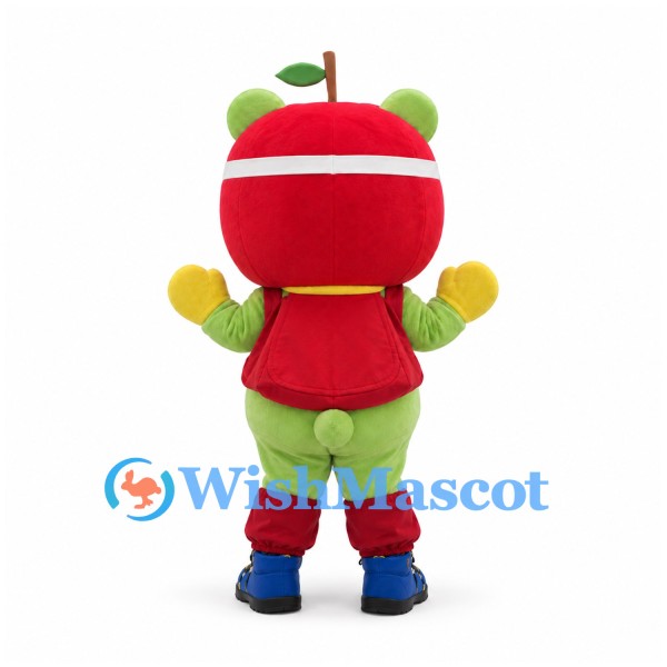 Apple Character Mascot Costume with Red Helmet and Goggles