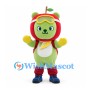 Apple Character Mascot Costume with Red Helmet and Goggles