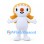 Sun Character Mascot Costume in White with Orange Head