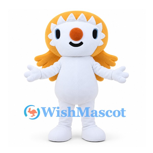 Sun Character Mascot Costume in White with Orange Head