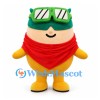 Cartoon Adventurer Mascot Costume in Yellow with Goggles and Red Scarf