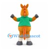 Horse Mascot Costume in Tan with Green Shirt