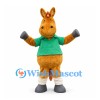 Horse Mascot Costume in Tan with Green Shirt