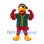 Parrot Mascot Costume in Red with Green Baseball Jersey