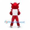 Bull Mascot Costume in Red with White Sports Shirt