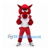 Bull Mascot Costume in Red with White Sports Shirt