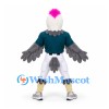 Bird Mascot Costume in Gray with Pink Crest and Teal Sports Shirt