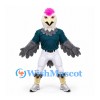 Bird Mascot Costume in Gray with Pink Crest and Teal Sports Shirt