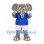 Elephant Mascot Costume in Gray with Blue Shirt and White Shorts