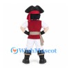 Pirate Mascot Costume with Black Beard Red Vest and Tricorn Hat