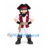 Pirate Mascot Costume with Black Beard Red Vest and Tricorn Hat