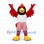 Bird Mascot Costume in Red with White Shirt and Striped Shorts