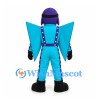 Aviator Mascot Costume in Blue with Goggles and Winged Suit