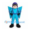 Aviator Mascot Costume in Blue with Goggles and Winged Suit