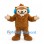 Sloth Mascot Costume in Brown with Blue Earmuffs