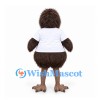Kiwi Bird Mascot Costume in Brown with White Shirt