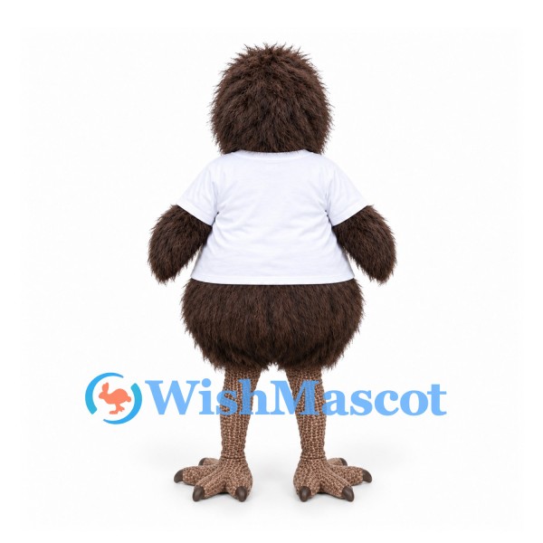 Kiwi Bird Mascot Costume in Brown with White Shirt