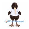 Kiwi Bird Mascot Costume in Brown with White Shirt