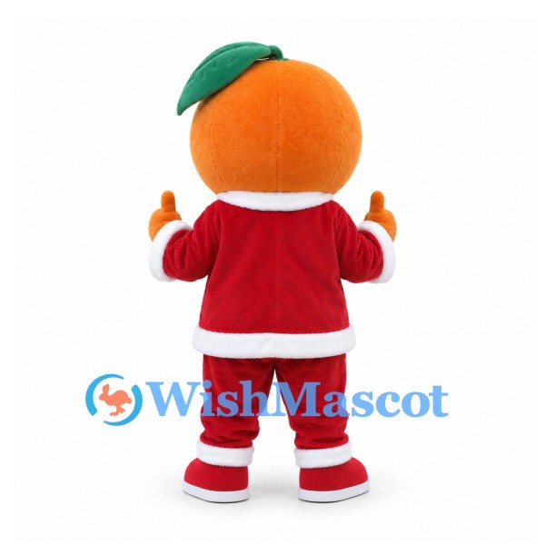 Orange Mascot Costume in Red Santa Suit
